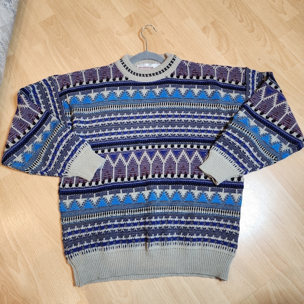 Vintage McGregor Knit‎ Crewneck Sweater Acrylic Mens Size Medium Blue Grey
